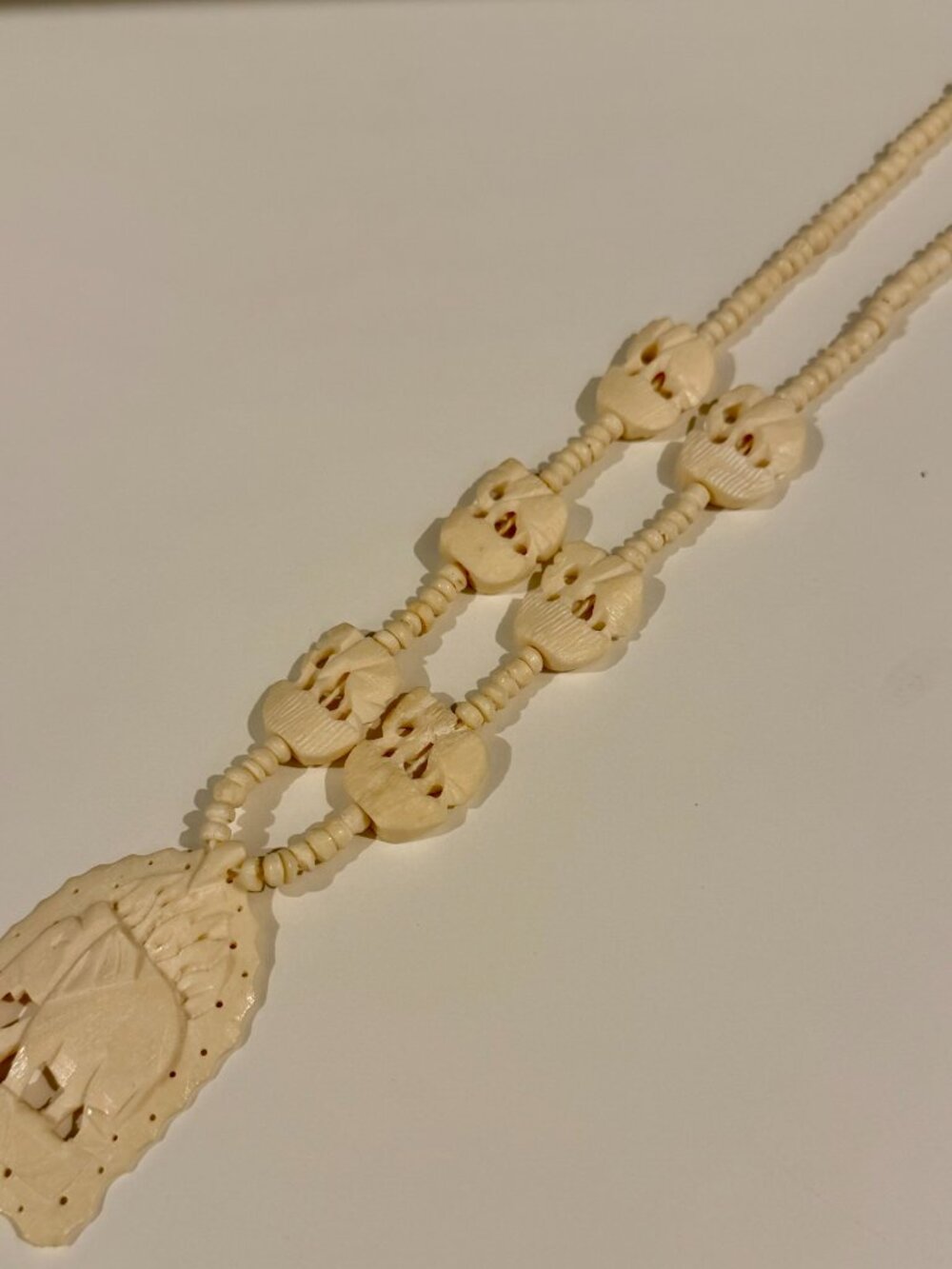 Vintage Elephant Bovine Bone Necklace